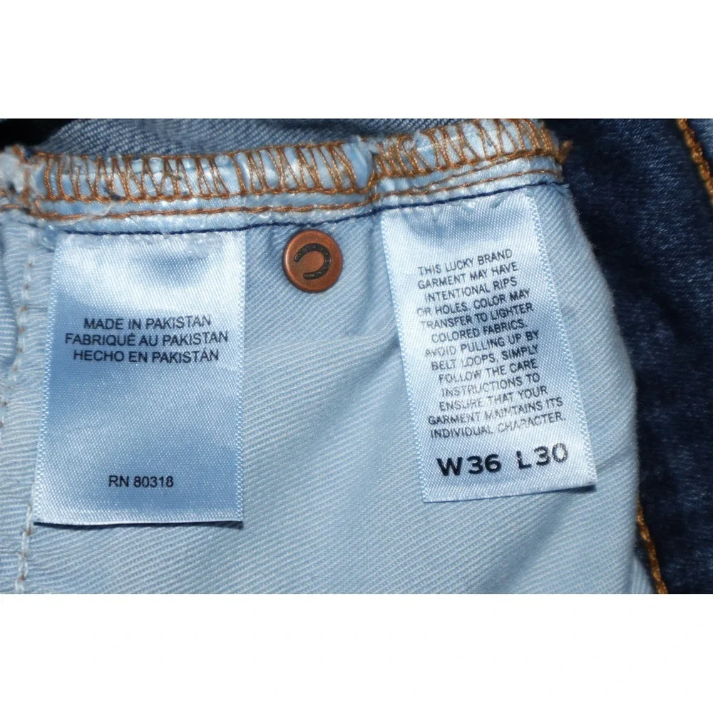 Lucky Brand Jeans Mens 36x30 Blue 223 Straight Leg Denim Pants Cotton Blend